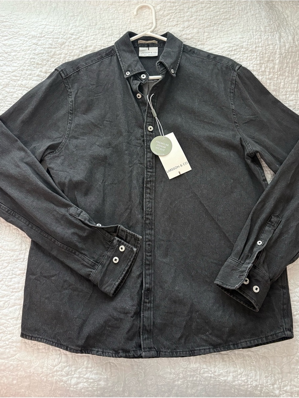 NWT Larsson & Co. Black Denim Button Down Shirt - Freddie (Size Small)